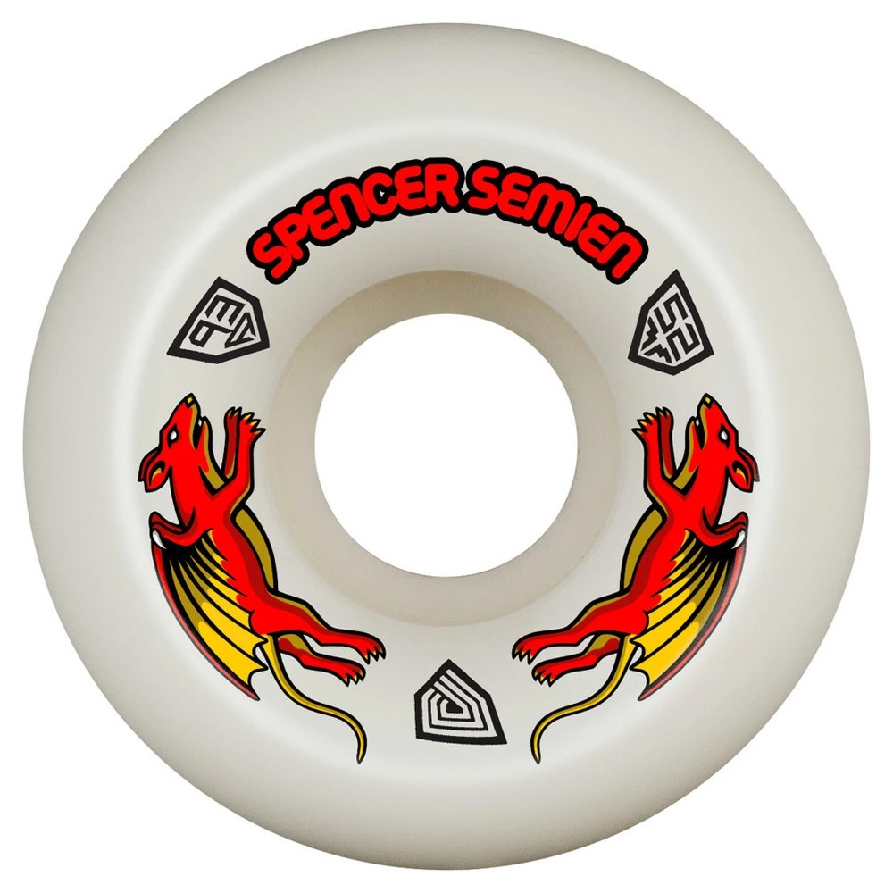 パウエル・ペラルタ POWELL PERALTA<br>52mm x 30mm NANO RATS DRAGON FORMULA  SPENCER SEMIEN WHITE 93A WHEEL<br>ハードウィール 4個セット ドラゴンフォーミュラ ナノ・ラット スペンサー・セミエン スケートボード sk8 skateboard タイヤ 車輪【2502】