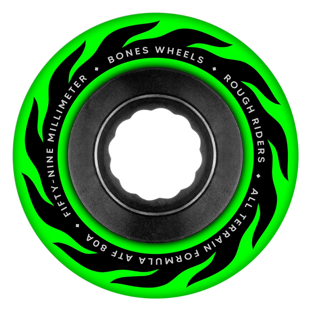 ボーンズ ウィール BONES WHEELS<br>59mm ATF ROUGH RIDER ETERNAL FLAME 80A WHEELS<br>ソフトウィール 4個セット ラフ・ライダー クルージング クルーザー スケートボード スケボー sk8 skateboard タイヤ ローラー 車輪 静か 速い【2502】