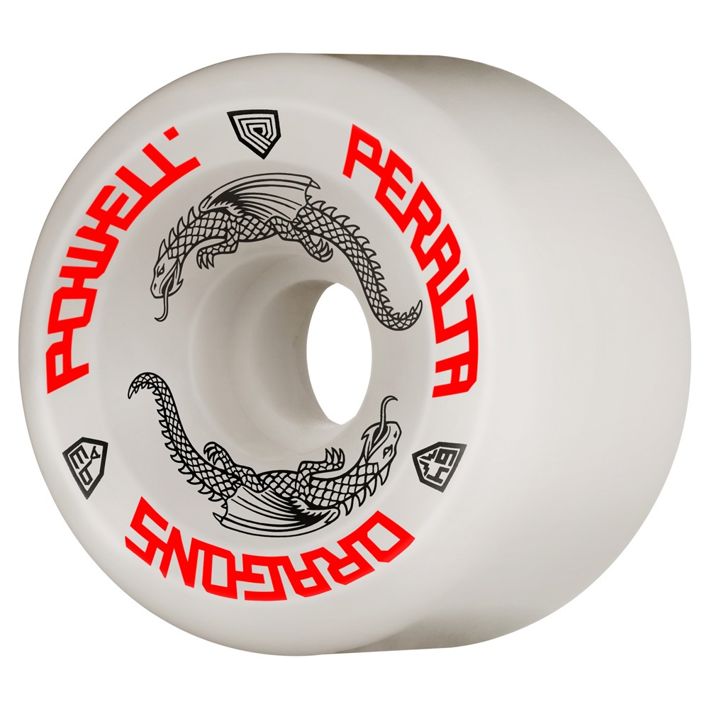 パウエル・ペラルタ POWELL PERALTA<br>64mm x 36mm DRAGON FORMULA WHITE 93A WHEEL<br>ソフトウィール (4個セット) ドラゴンフォーミュラ スケートボード スケボー sk8 skateboard タイヤ ローラー 車輪 速い【2304】