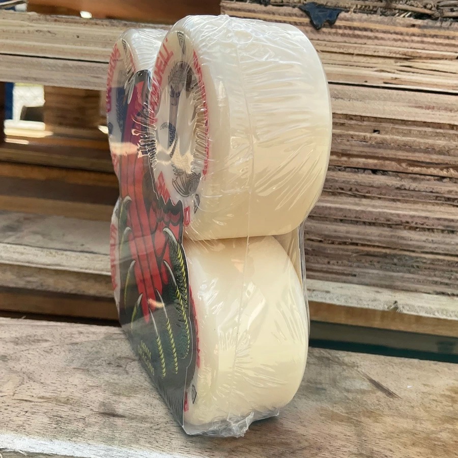 パウエル・ペラルタ POWELL PERALTA<br>64mm x 36mm DRAGON FORMULA WHITE 93A WHEEL<br>ソフトウィール (4個セット) ドラゴンフォーミュラ スケートボード スケボー sk8 skateboard タイヤ ローラー 車輪 速い【2304】