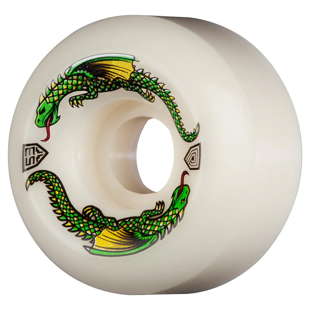パウエル・ペラルタ POWELL PERALTA<br>53mm x 33mm DRAGON FORMULA WHITE 93A WHEEL<br>ソフトウィール (4個セット) ドラゴンフォーミュラ スケートボード スケボー sk8 skateboard タイヤ ローラー 車輪 速い【2311】