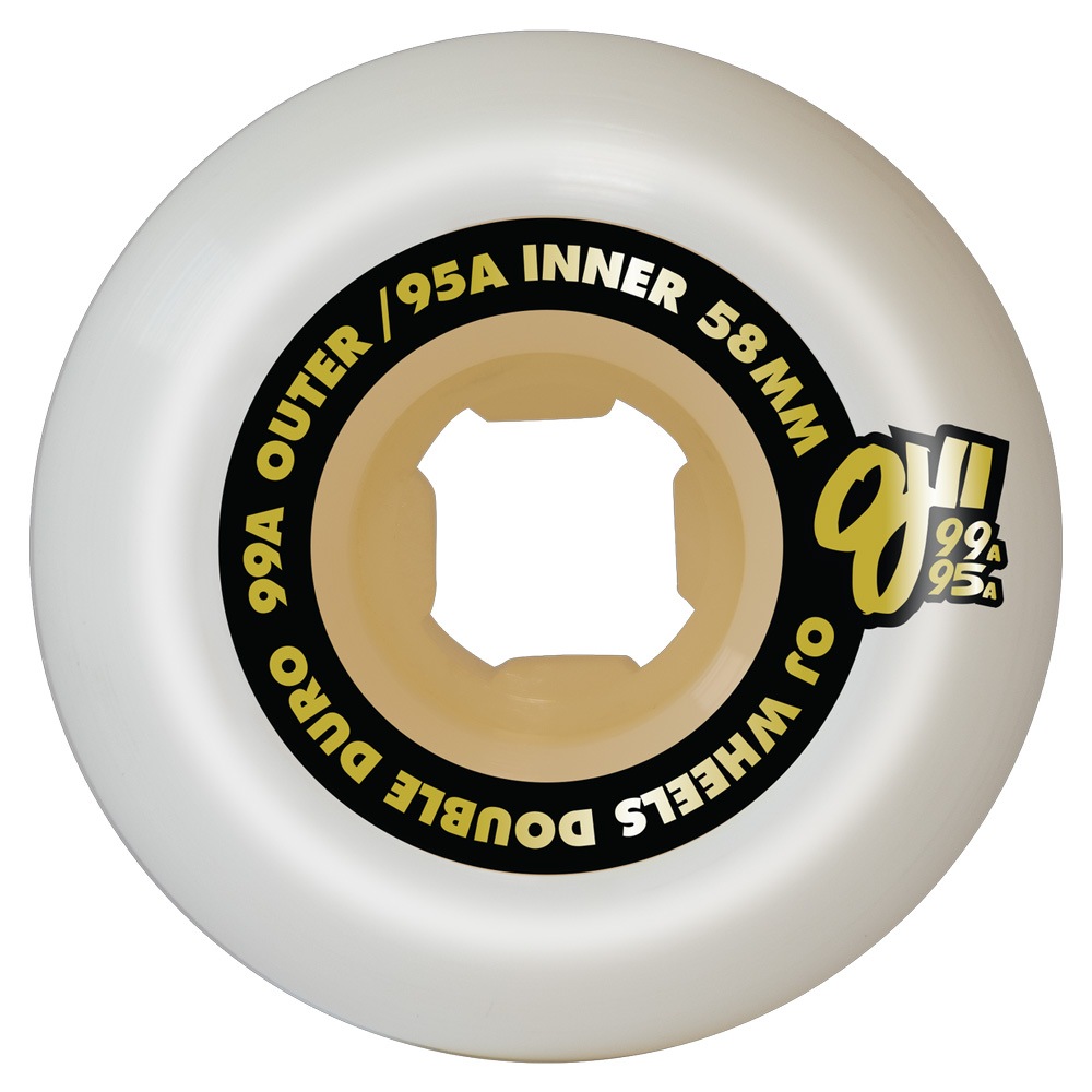 オージェイウィール OJ WHEELS<br>58mm DOUBLE DURO WHITE/GUM MINI COMBO 99A/95A WHEELS<br>ハードウィール 4個セット スケートボード ダブルデュロ スケボー sk8 skateboard タイヤ トリック【2501】
