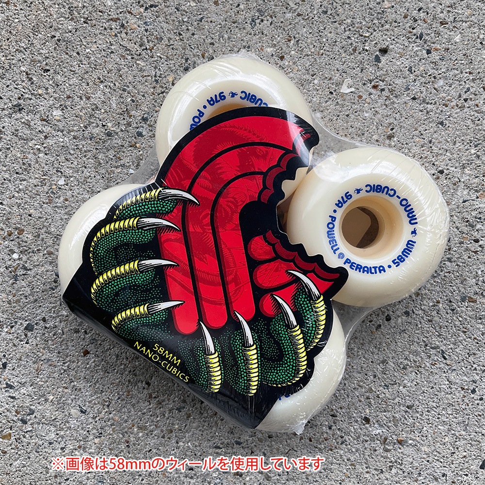 パウエル・ペラルタ POWELL PERALTA<br>58mm x 37.5mm NANO CUBIC DRAGON FORMULA WHITE 97A WHEEL<br>ハードウィール (4個セット) ドラゴンフォーミュラ ナノ・キュービック スケートボード スケボー sk8 skateboard タイヤ ローラー 車輪 速い【2403】