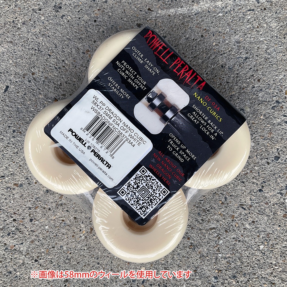 パウエル・ペラルタ POWELL PERALTA<br>58mm x 37.5mm NANO CUBIC DRAGON FORMULA WHITE 97A WHEEL<br>ハードウィール (4個セット) ドラゴンフォーミュラ ナノ・キュービック スケートボード スケボー sk8 skateboard タイヤ ローラー 車輪 速い【2403】