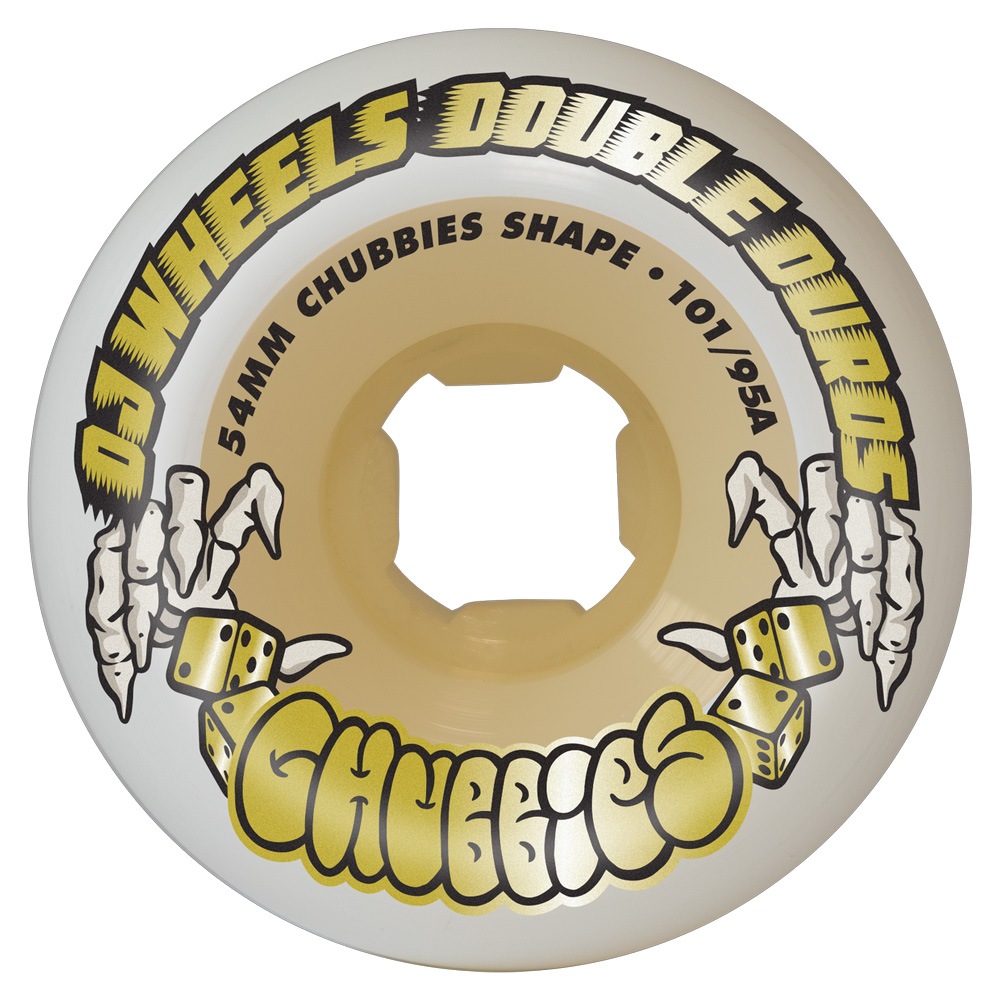 オージェイウィール OJ WHEELS<br>54mm DOUBLE DURO WHITE/GUM CHUBBIES 101A/95A WHEELS<br>ハードウィール ダブルデュロ  4個セット スケートボード スケボー sk8 skateboard タイヤ ローラー 車輪 トリック スライド グラインド【2507】