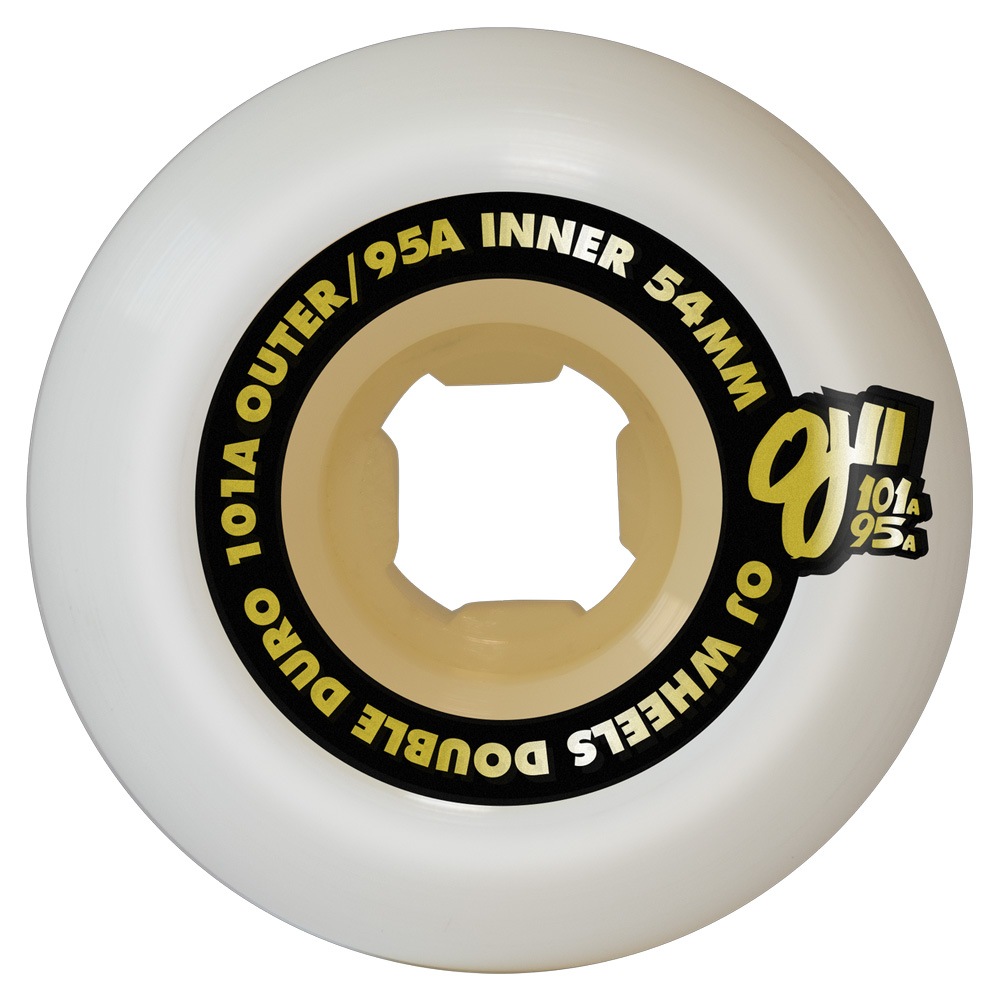 オージェイウィール OJ WHEELS<br>54mm DOUBLE DURO WHITE/GUM CHUBBIES 101A/95A WHEELS<br>ハードウィール ダブルデュロ  4個セット スケートボード スケボー sk8 skateboard タイヤ ローラー 車輪 トリック スライド グラインド【2507】