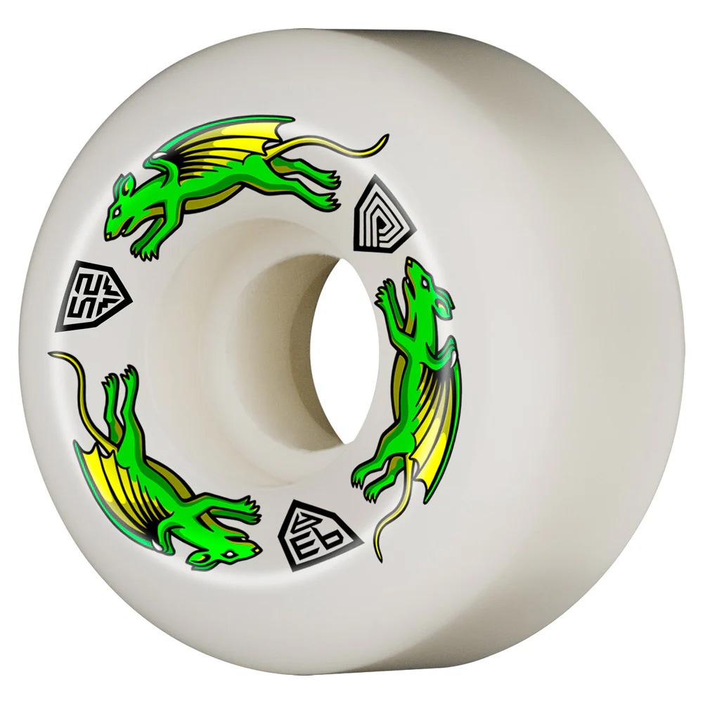 パウエル・ペラルタ POWELL PERALTA<br>52mm x 30mm NANO RATS DRAGON FORMULA WHITE 93A WHEEL<br>ハードウィール (4個セット) ドラゴンフォーミュラ ナノ・ラット スケートボード スケボー sk8 skateboard タイヤ ローラー 車輪 速い【2408】