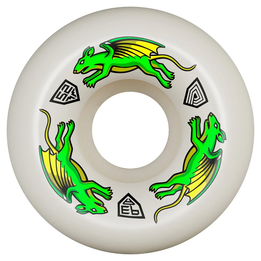 パウエル・ペラルタ POWELL PERALTA<br>52mm x 30mm NANO RATS DRAGON FORMULA WHITE 93A WHEEL<br>ハードウィール (4個セット) ドラゴンフォーミュラ ナノ・ラット スケートボード スケボー sk8 skateboard タイヤ ローラー 車輪 速い【2408】