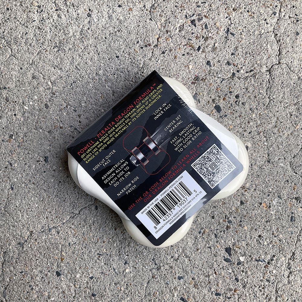 パウエル・ペラルタ POWELL PERALTA<br>52mm x 30mm NANO RATS DRAGON FORMULA WHITE 93A WHEEL<br>ハードウィール (4個セット) ドラゴンフォーミュラ ナノ・ラット スケートボード スケボー sk8 skateboard タイヤ ローラー 車輪 速い【2408】