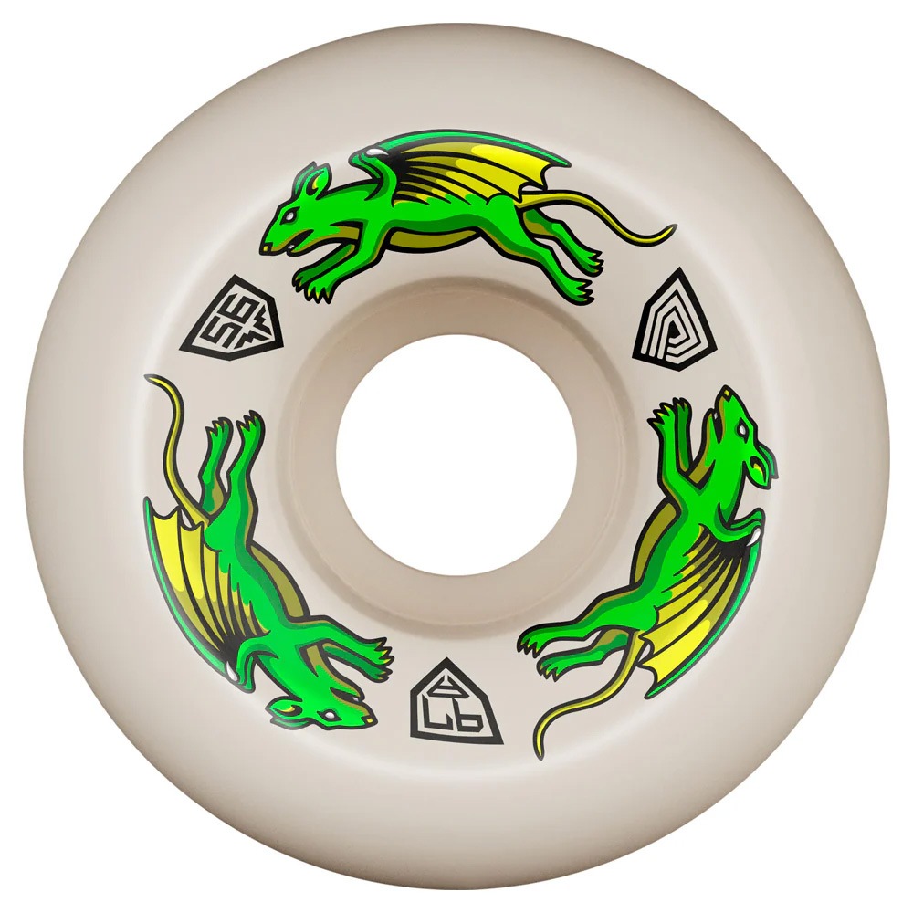 パウエル・ペラルタ POWELL PERALTA<br>56mm x 39mm NANO RATS DRAGON FORMULA WHITE 97A WHEEL<br>ハードウィール (4個セット) ドラゴンフォーミュラ ナノ・ラット スケートボード スケボー sk8 skateboard タイヤ ローラー 車輪 速い【2408】