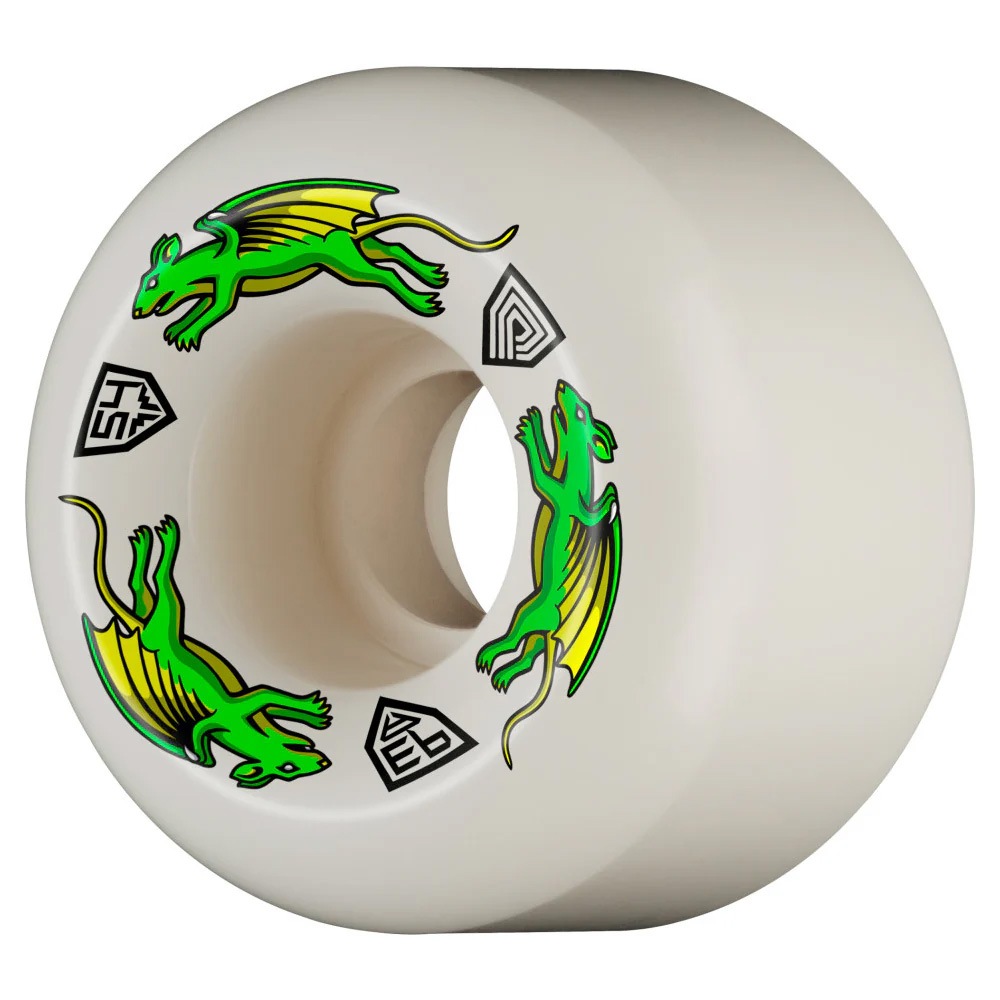 パウエル・ペラルタ POWELL PERALTA<br>54mm x 39mm NANO RATS DRAGON FORMULA WHITE 93A WHEEL<br>ハードウィール (4個セット) ドラゴンフォーミュラ ナノ・ラット スケートボード スケボー sk8 skateboard タイヤ ローラー 車輪 速い【2409】