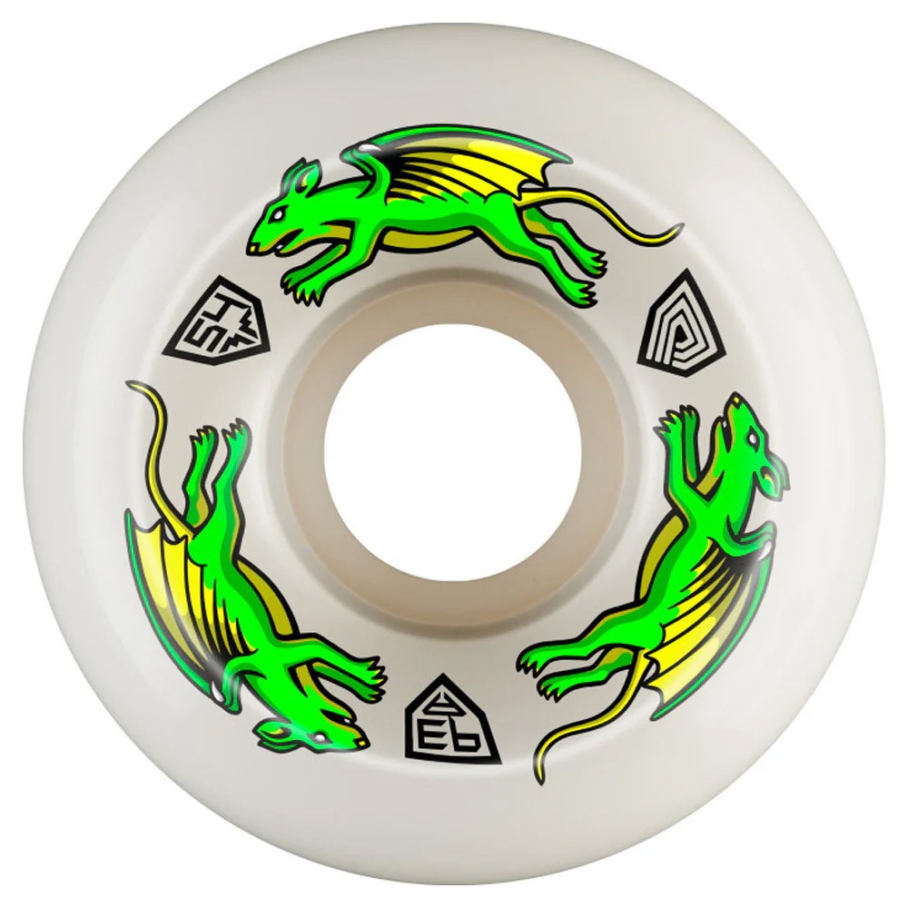 パウエル・ペラルタ POWELL PERALTA<br>54mm x 39mm NANO RATS DRAGON FORMULA WHITE 93A WHEEL<br>ハードウィール (4個セット) ドラゴンフォーミュラ ナノ・ラット スケートボード スケボー sk8 skateboard タイヤ ローラー 車輪 速い【2409】