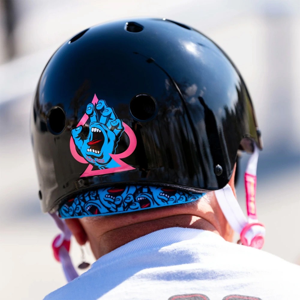 プロテック PRO-TEC<br>LOW PRO CERTIFIED SANTA CRUZ SIGNATURE EDITION GLOSS BLACK<br>ヘルメット サンタクルーズ　コラボ ロープロ グロスブラック プロテクター 大人用 白 PROTEC スケートボード スケボー sk8 skateboard【2504】