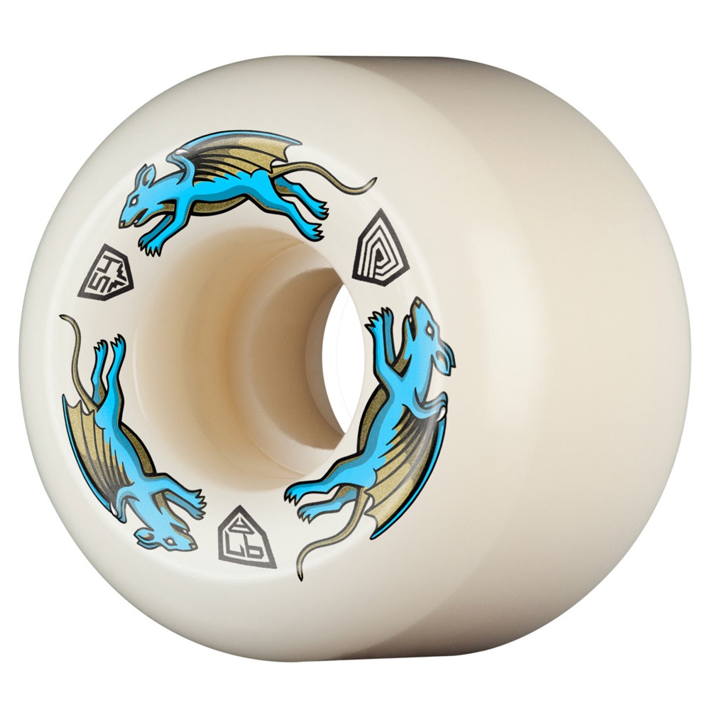パウエル・ペラルタ POWELL PERALTA<br>54mm x 39mm NANO RATS DRAGON FORMULA WHITE 97A WHEEL<br>ハードウィール (4個セット) ドラゴンフォーミュラ ナノ・ラット スケートボード スケボー sk8 skateboard タイヤ ローラー 車輪 速い【2409】
