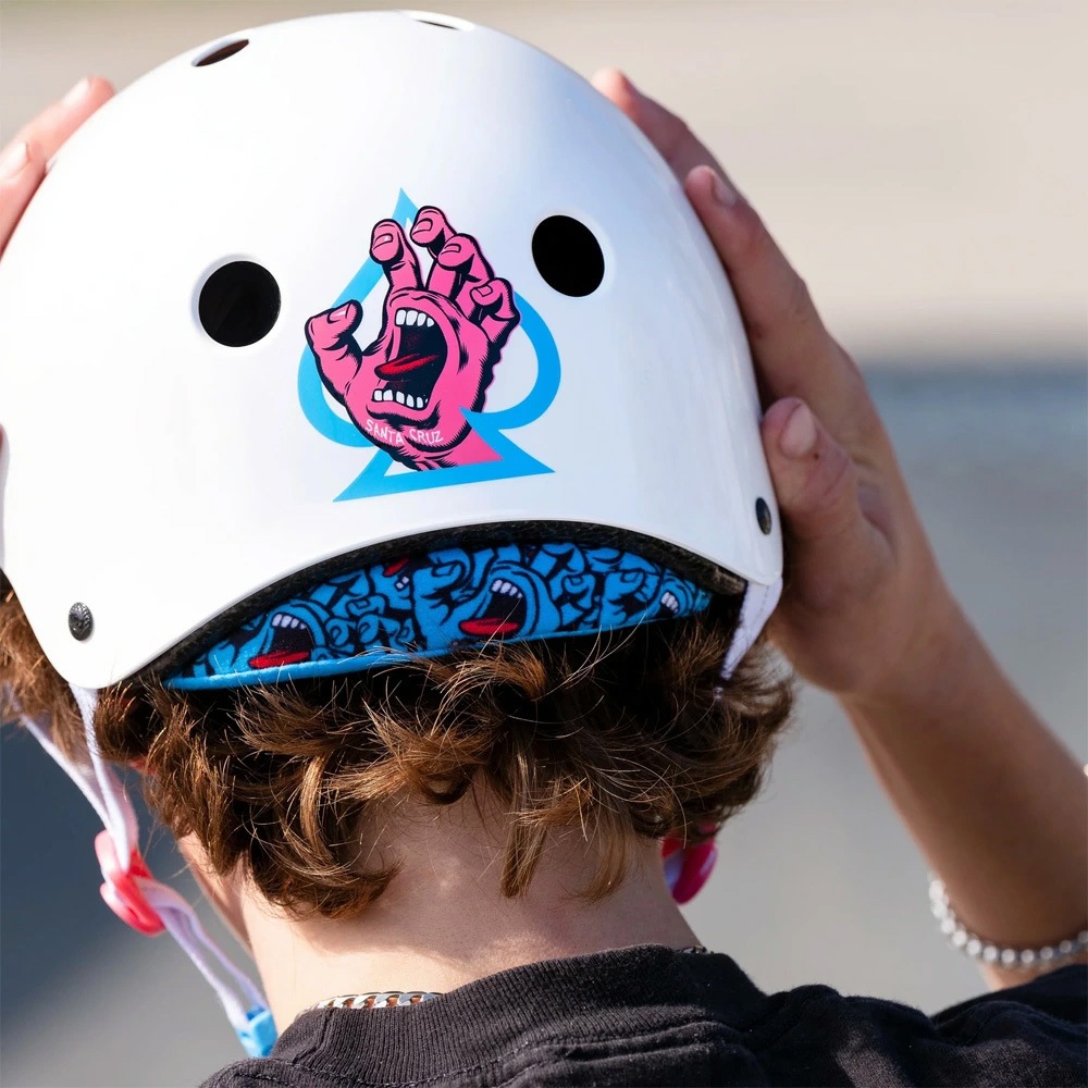 プロテック PRO-TEC<br>LOW PRO CERTIFIED SANTA CRUZ SIGNATURE EDITION GLOSS WHITE<br>ヘルメット サンタクルーズ　コラボ ロープロ グロスホワイト プロテクター 大人用 白 PROTEC スケートボード スケボー sk8 skateboard【2504】