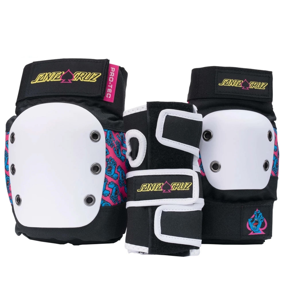 プロテック PRO-TEC<br>STREET GEAR 3-PACK PAD SET SANTA CRUZ SIGNATURE EDITION YOUTH<br>ユースパッドセット サンタクルーズ コラボ 子供用 キッズ スケートパッド プロテクター3点セット PROTEC スケートボード スケボー【2504】