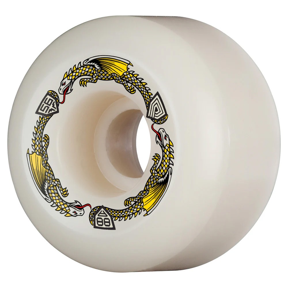 パウエル・ペラルタ POWELL PERALTA<br>56mm x 40mm DRAGON FORMULA WHITE 88A WHEEL<br>ソフトウィール 4個セット ドラゴンフォーミュラ スケートボード スケボー sk8 skateboard タイヤ ローラー 車輪 速い【2410】