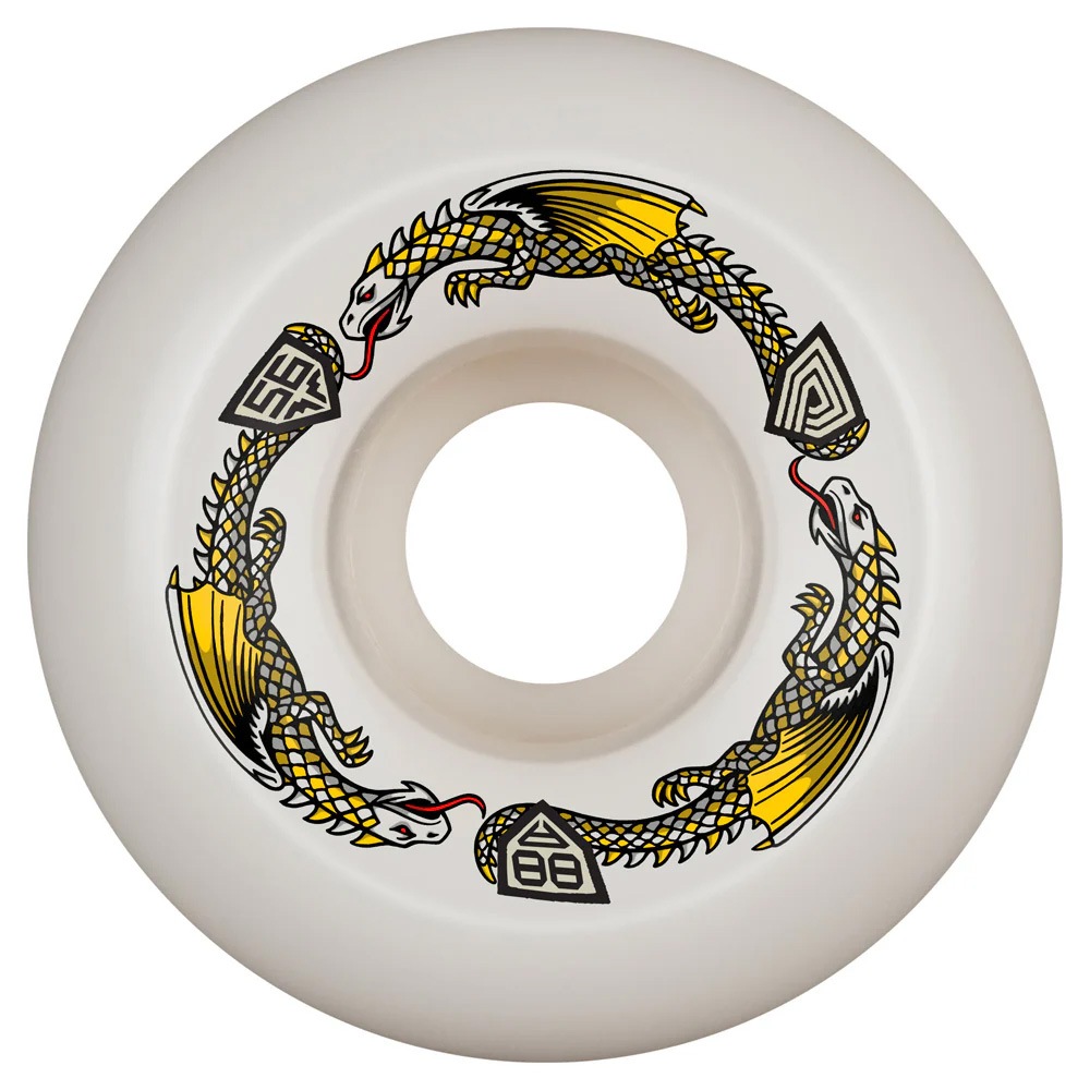 パウエル・ペラルタ POWELL PERALTA<br>56mm x 40mm DRAGON FORMULA WHITE 88A WHEEL<br>ソフトウィール 4個セット ドラゴンフォーミュラ スケートボード スケボー sk8 skateboard タイヤ ローラー 車輪 速い【2410】