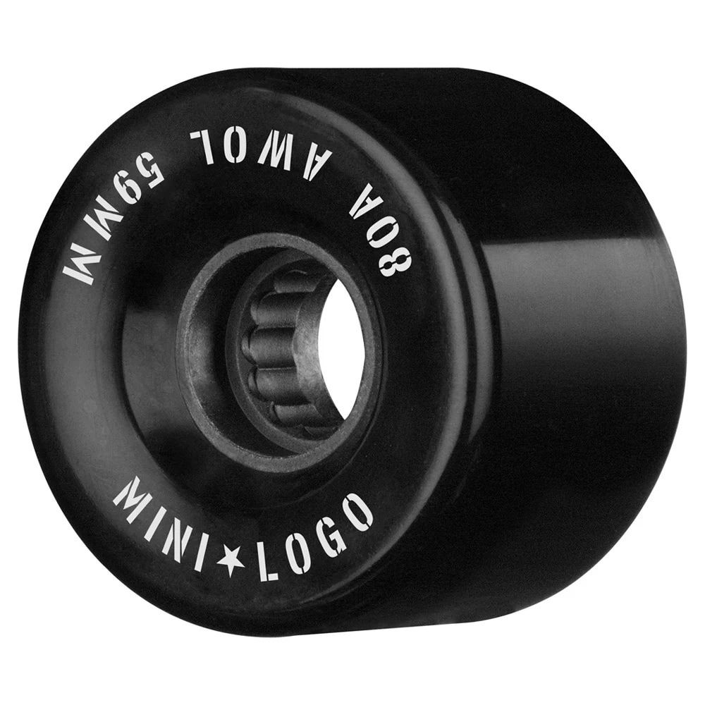 ミニロゴ MINI LOGO<br>59mm A.W.O.L 80A WHEELS<br>ソフトウィール 4個セット ブラック AWOL クルージング クルーザー スケートボード スケボー sk8 skateboard タイヤ ローラー 車輪 静か 速い【2406】