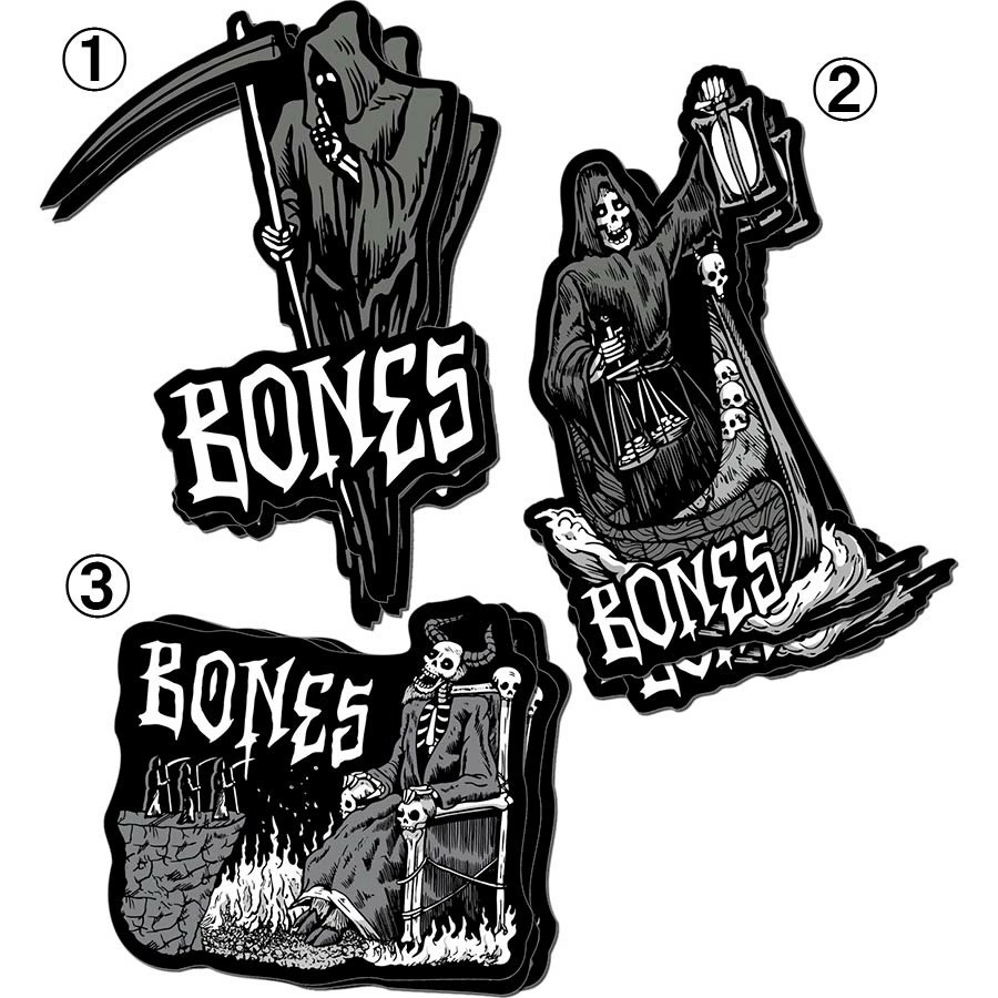 ボーンズ ウィール BONES WHEELS<br>4inch REAPER STICKER<br>ステッカー ブラック ホワイト デカール シール スケートボード スケボー sk8 skateboard