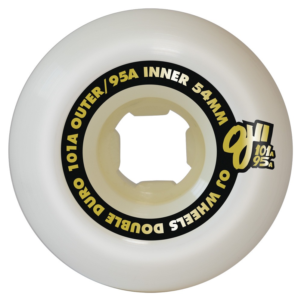 オージェイウィール OJ WHEELS<br>54mm DOUBLE DURO WHITE CHUBBIES 101A/95A WHEELS<br>ハードウィール ダブルデュロ  4個セット スケートボード スケボー sk8 skateboard タイヤ ローラー 車輪 トリック スライド グラインド【2504】