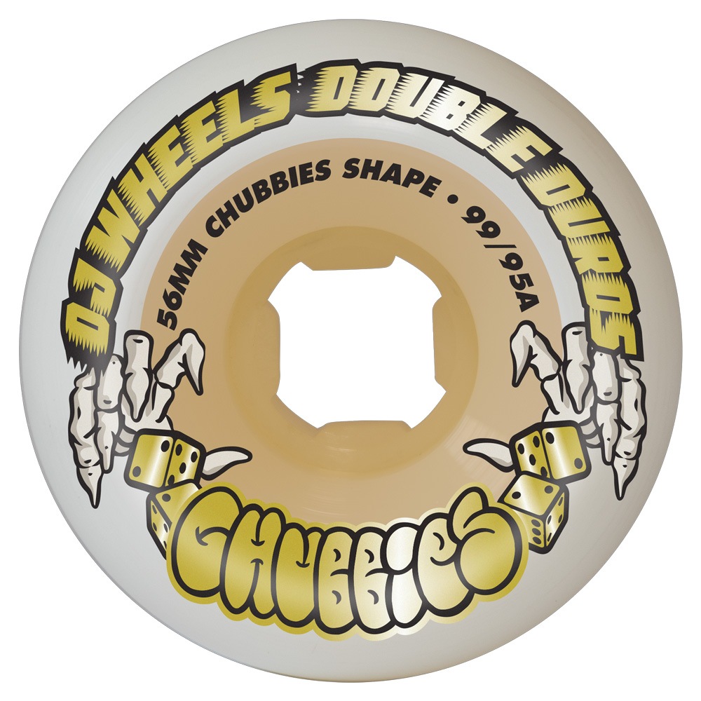 オージェイウィール OJ WHEELS<br>56mm DOUBLE DURO WHITE/GUM CHUBBIES 99A/95A WHEELS<br>ハードウィール ダブルデュロ  4個セット スケートボード スケボー sk8 skateboard タイヤ ローラー 車輪 トリック スライド グラインド【2504】