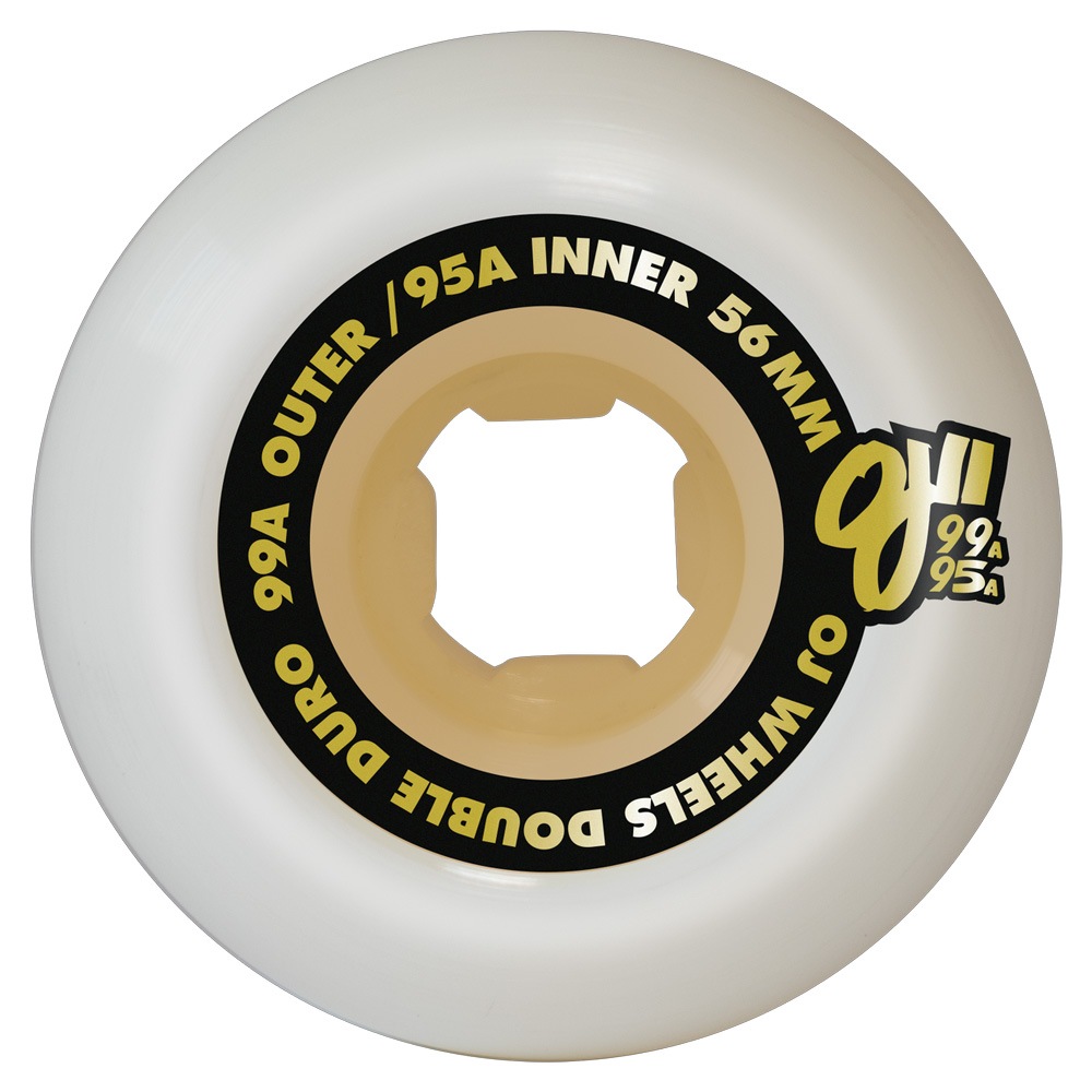 オージェイウィール OJ WHEELS<br>56mm DOUBLE DURO WHITE/GUM CHUBBIES 99A/95A WHEELS<br>ハードウィール ダブルデュロ  4個セット スケートボード スケボー sk8 skateboard タイヤ ローラー 車輪 トリック スライド グラインド【2504】
