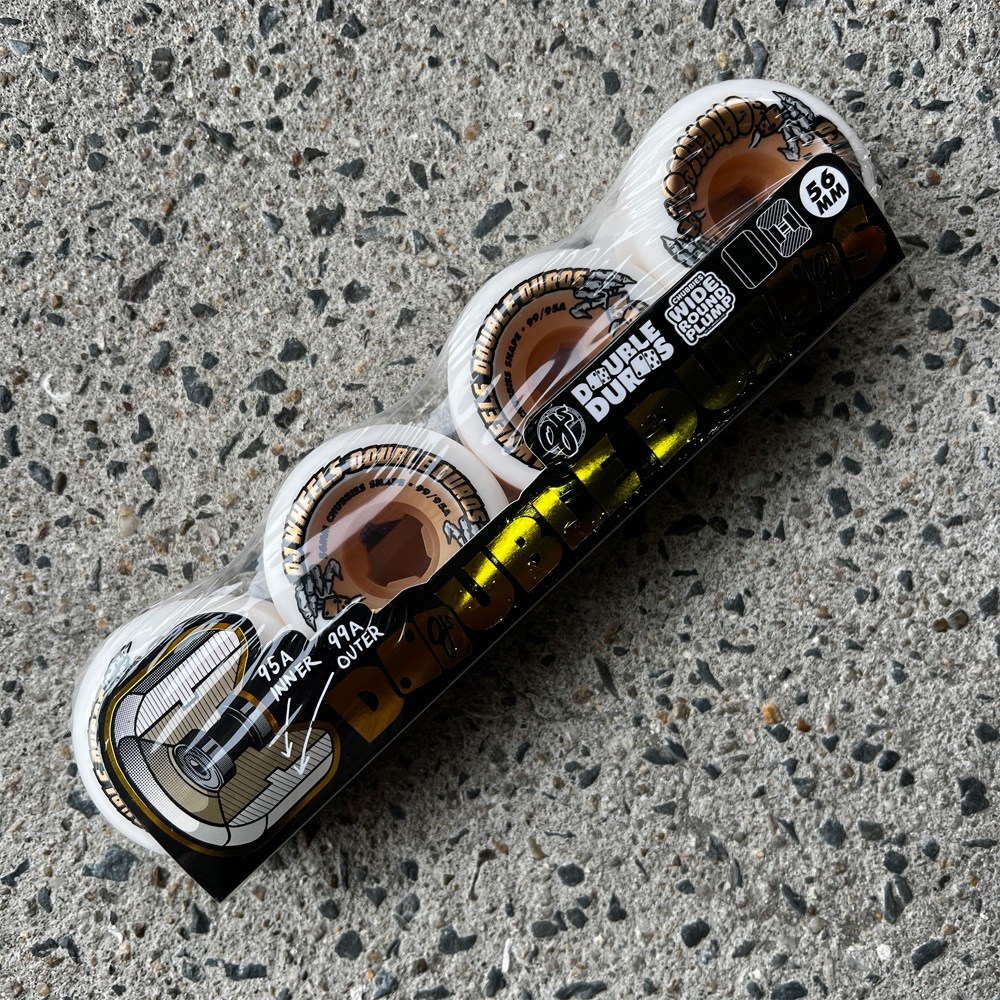 オージェイウィール OJ WHEELS<br>56mm DOUBLE DURO WHITE/GUM CHUBBIES 99A/95A WHEELS<br>ハードウィール ダブルデュロ  4個セット スケートボード スケボー sk8 skateboard タイヤ ローラー 車輪 トリック スライド グラインド【2504】