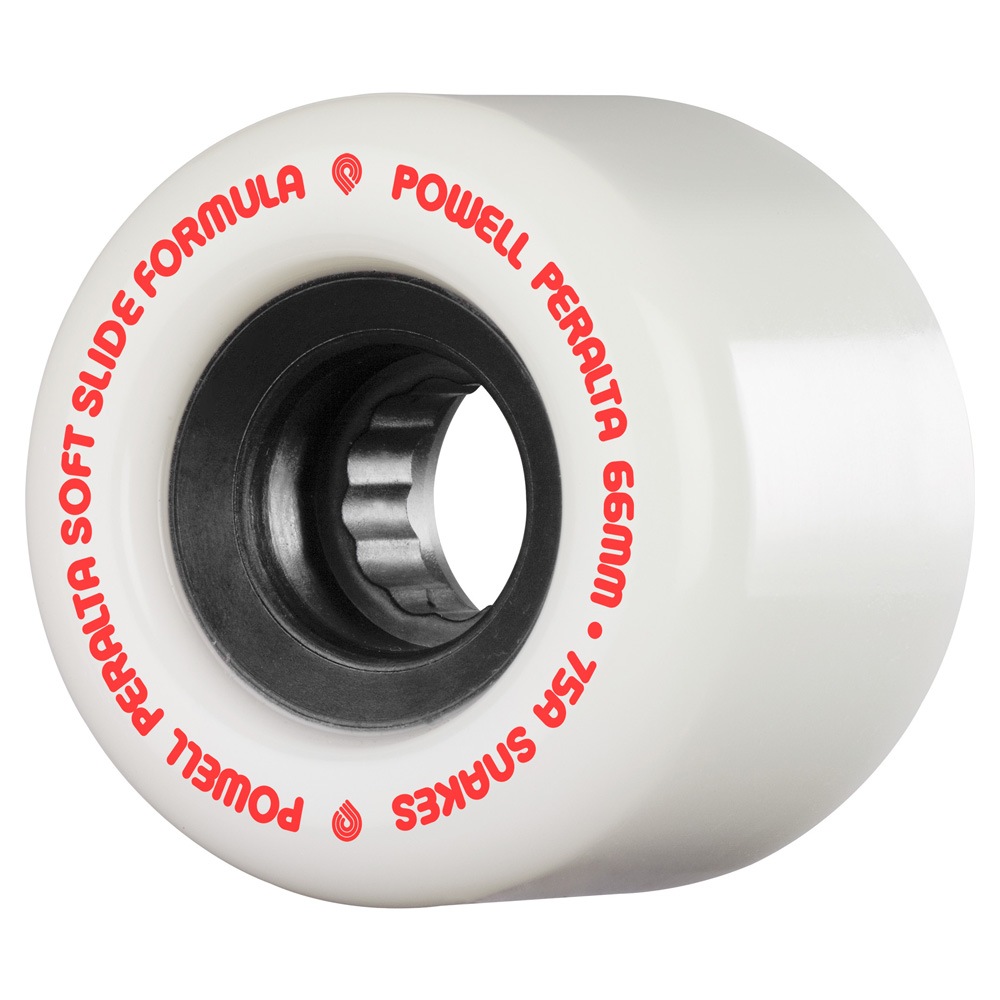 パウエル・ペラルタ POWELL PERALTA<br>66mm SNAKES WHITE 75A WHEEL<br>ソフトウィール 4個セット ロングボード ダウンヒル オールドスクール スライド スケートボード スケボー sk8 skateboard タイヤ ローラー 車輪 静か 速い【2503】