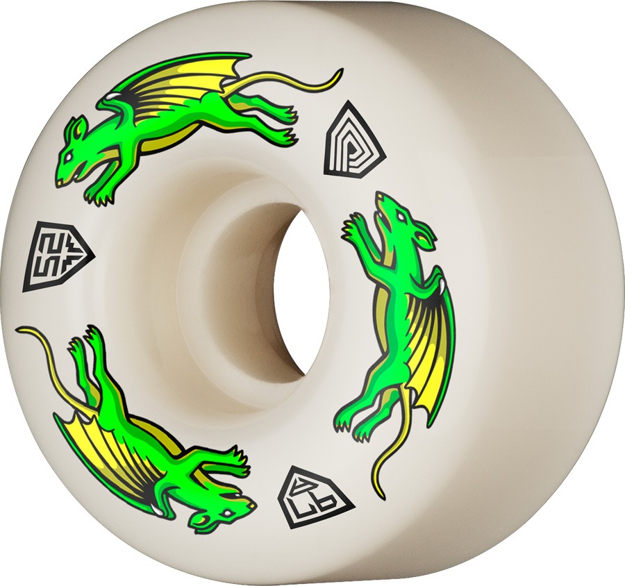 パウエル・ペラルタ POWELL PERALTA<br>52mm x 34mm NANO RATS DRAGON FORMULA WHITE 97A WHEEL<br>ハードウィール (4個セット) ドラゴンフォーミュラ ナノ・ラット スケートボード スケボー sk8 skateboard タイヤ ローラー 車輪 速い