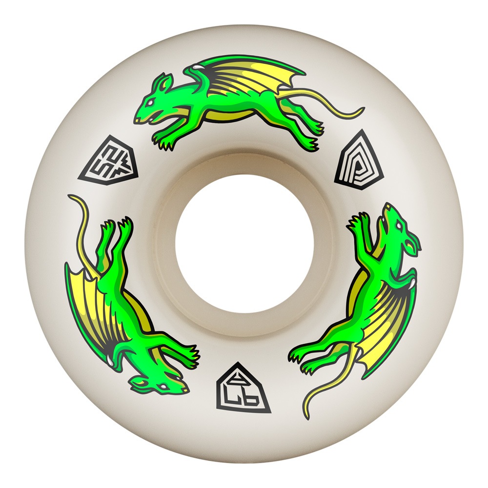 パウエル・ペラルタ POWELL PERALTA<br>52mm x 34mm NANO RATS DRAGON FORMULA WHITE 97A WHEEL<br>ハードウィール (4個セット) ドラゴンフォーミュラ ナノ・ラット スケートボード スケボー sk8 skateboard タイヤ ローラー 車輪 速い