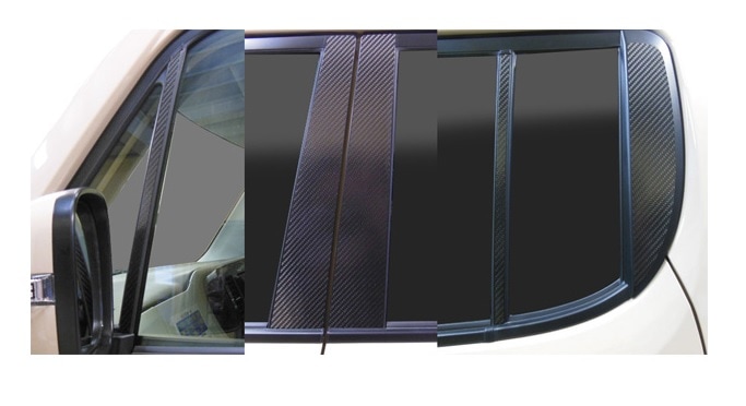 ハセプロ マジカルカーボン ピラースタンダードセット バイザーカットタイプ 三菱 ランサーエボリューションX/ギャランフォルティス（CPM-V61） ハセプロ⁄HASEPRO マジカルカーボン ピラー スタンダード