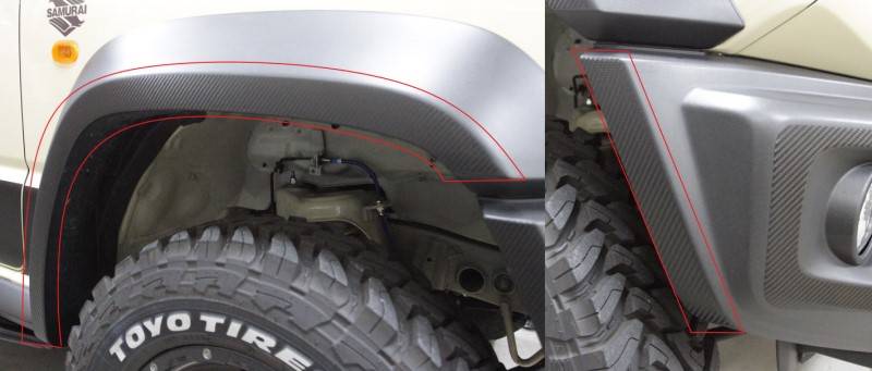 《マジカルアートシート》フェンダーアーチスクラッチガード　スズキ　ジムニー シエラ JB74W 2019.10~