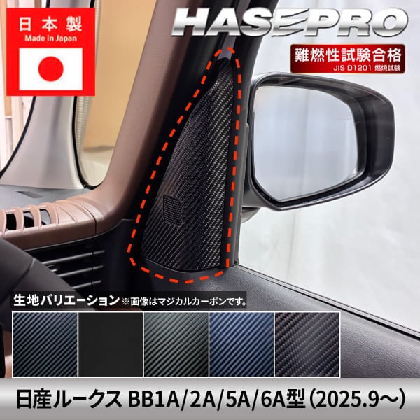 新型ルークス【フロントドアコーナーパネル】カーボンシート フロントドア コーナー 日産 内装 傷防止 汚れ 保護 ドレスアップ カスタム BB1A 2A 5A 6A ハセプロ