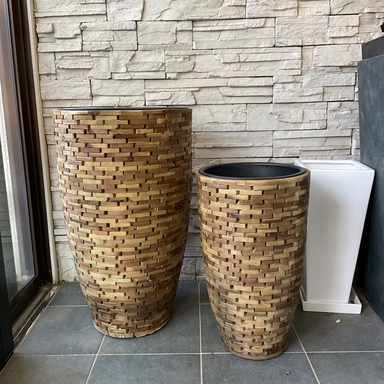 P【観葉植物の鉢カバーにおすすめ】モザイクコニカル ブラウン | 雑貨