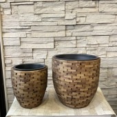 P【観葉植物の鉢カバーにおすすめ】モザイクUポット　ブラウン　選べる2サイズ