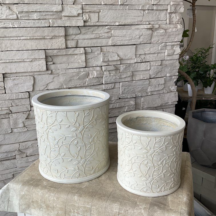 A【SALE】リーフモチーフラウンド　アイボリーS