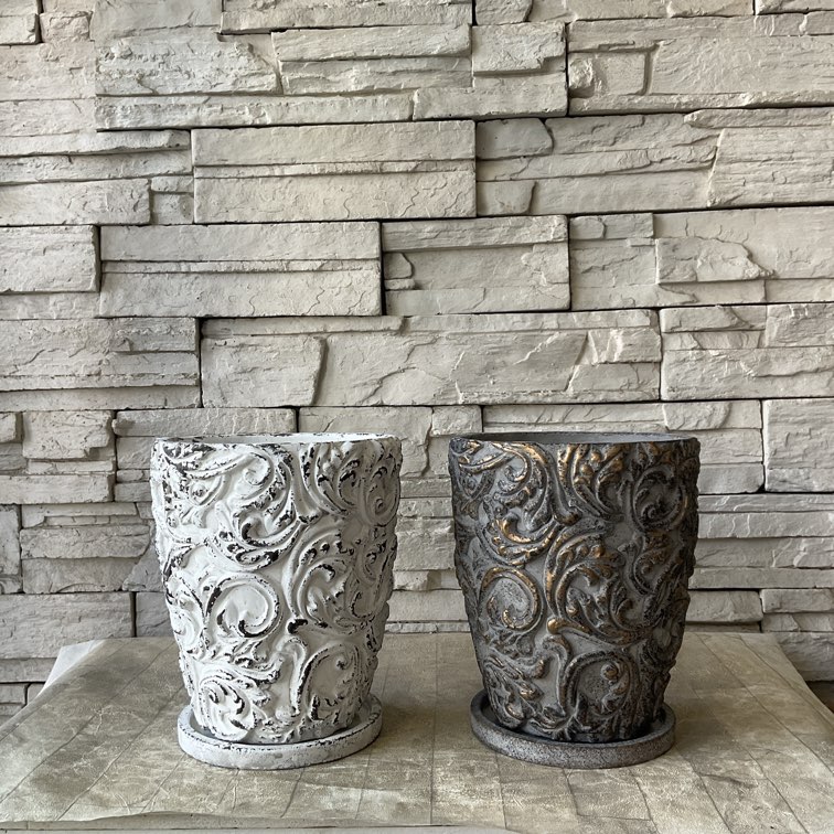 フローラルエングレービングの 銀製プランター フローラルエングレービングの 銀製プランター フローラルエングレー