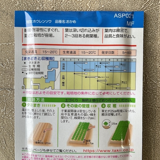 【野菜種子】ホウレンソウ　おかめ　22ml  丸粒