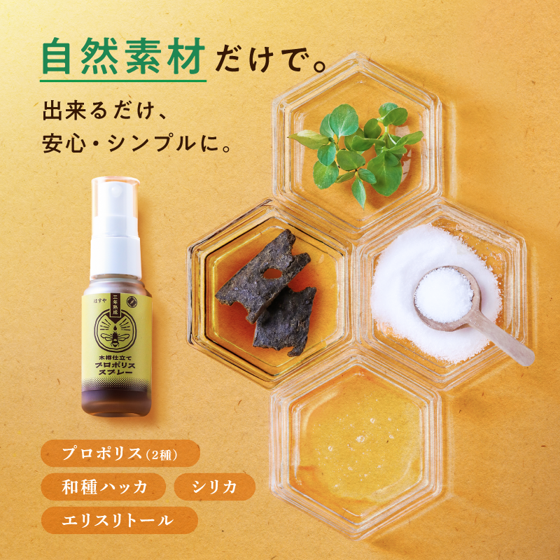 [定期購入]　【5本セット】はすや三年熟成木樽仕立てプロポリススプレー　30ml