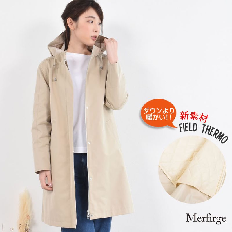 マウンテン パーカー[Merfirge] フィールドサーモ 中綿 インナー コート 付き ロング レディース 通勤 アウター 20代  入園式 入学式 就活 蓄熱 ライナー 弱撥水 弱はっ水 春 秋 冬(lc3156)