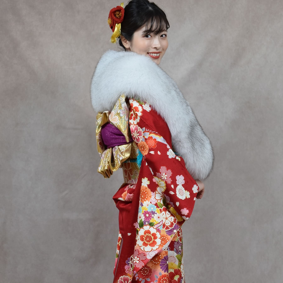 成人式 ショール ブルー フォックス 振袖 着物 和装 ファー 日本製 SAGA ストール 毛皮・ファー 女性用 レデイース プレゼント ギフト ファー 毛皮 ファー ショール ストール 成人式 着物 ミセス ファッション(化粧箱付き)(fs1249)