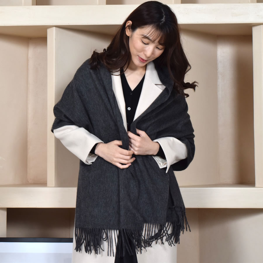 【名入れ 刺繍】カシミヤ100％ストール【200cm×60cm】カシミア 大判 ストール 秋冬 厚手 マフラー レディースマフラー  クリスマス プレゼント ギフト 