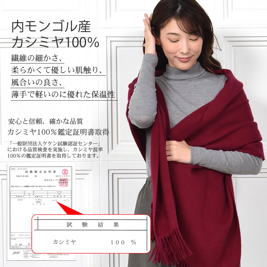 【名入れ刺繍対応】カシミヤ100％ストール【200cm×60cm】カシミア 大判 ストール 秋冬 厚手 マフラー レディースマフラー  クリスマス プレゼント ギフト 