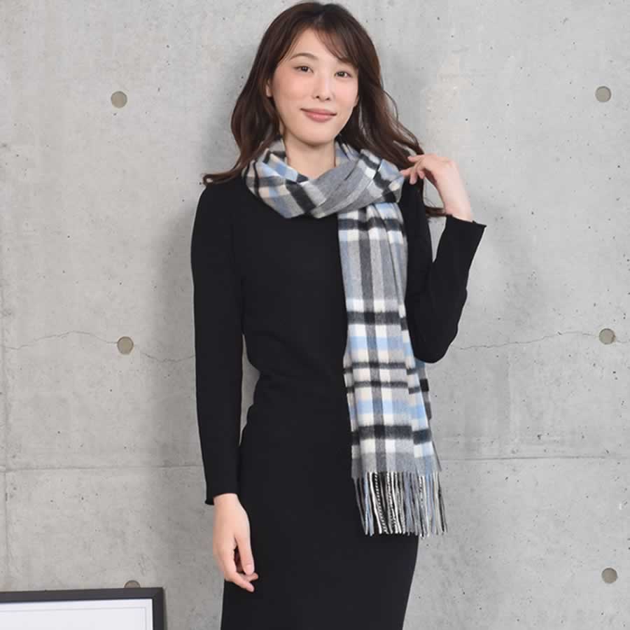 【公式限定名入れ刺繍無料】カシミヤ100％ ストール 大判 チェック 柄ストール【200cm×60cm】カシミア チェックストール  秋冬 厚手 マフラー クリスマス ギフト