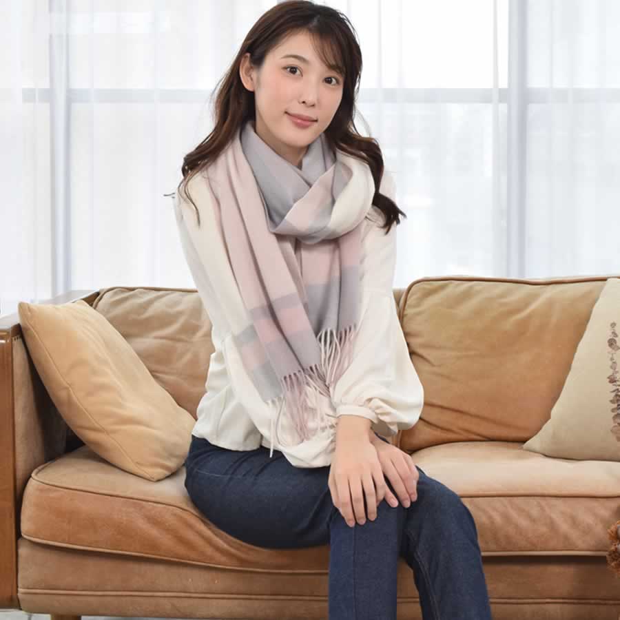 【公式限定名入れ刺繍無料】カシミヤ100％ ストール 大判 チェック 柄ストール【200cm×60cm】カシミア チェックストール  秋冬 厚手 マフラー クリスマス ギフト