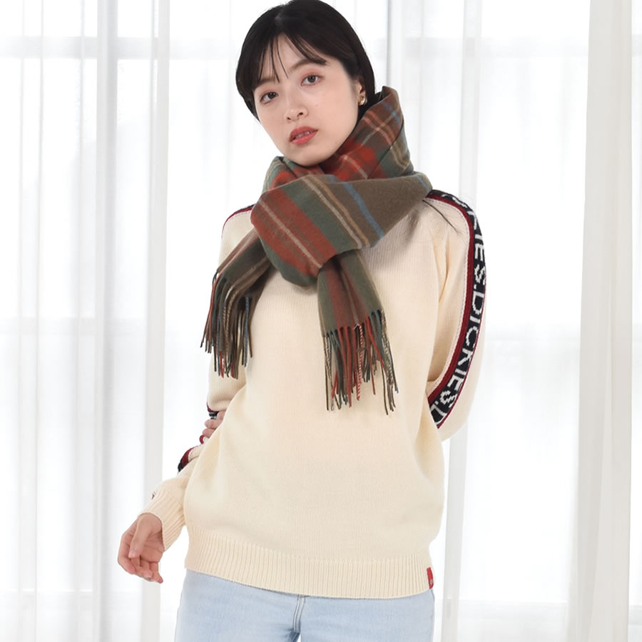 【名入れ刺繍】カシミヤ混ストール チェック柄 大判 ウールストール   手洗い  レディース 秋 冬 ラッピング プレゼント 母の日 ギフト クリスマス マフラー カシミア カシミヤストール (cw2466)
