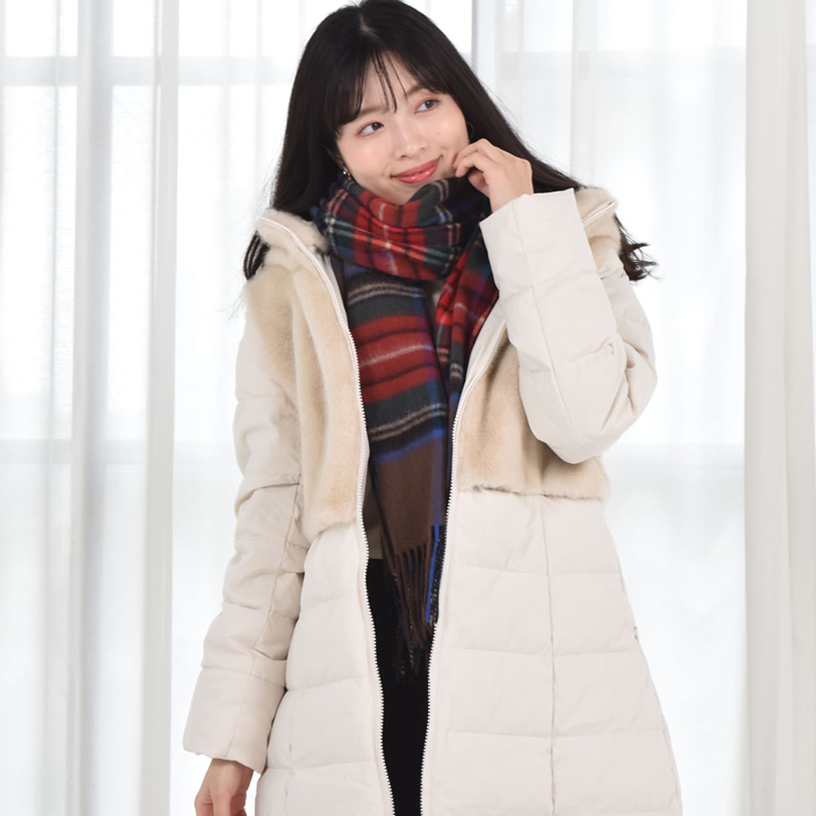 【名入れ刺繍】カシミヤ混ストール チェック柄 大判 ウールストール   手洗い  レディース 秋 冬 ラッピング プレゼント 母の日 ギフト クリスマス マフラー カシミア カシミヤストール (cw2466)