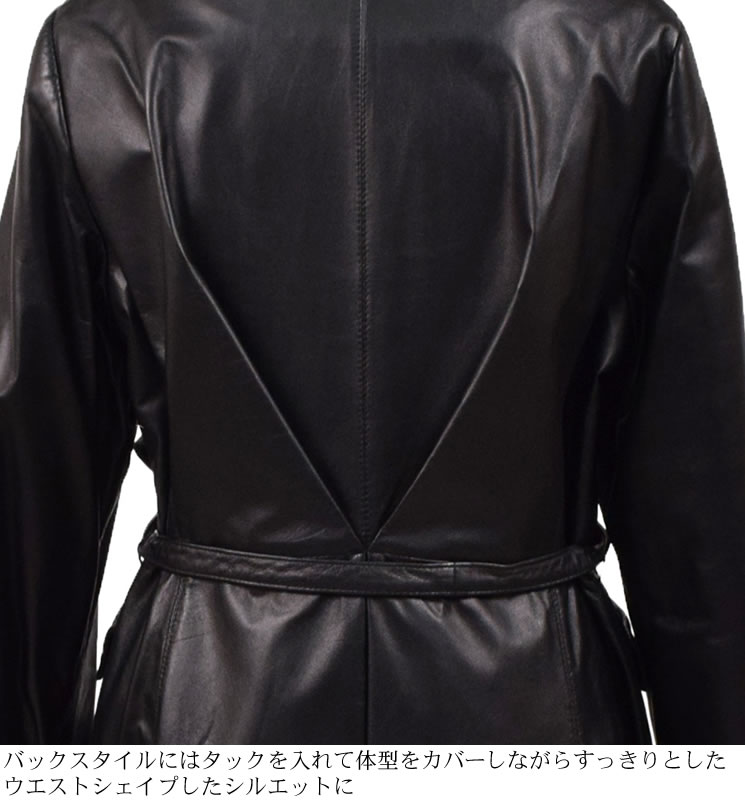 ラムレザーノーカラーコートレザー 革 毛皮・ファー 女性用 レデイース プレゼント ギフト ミセス ファッション(la1073)