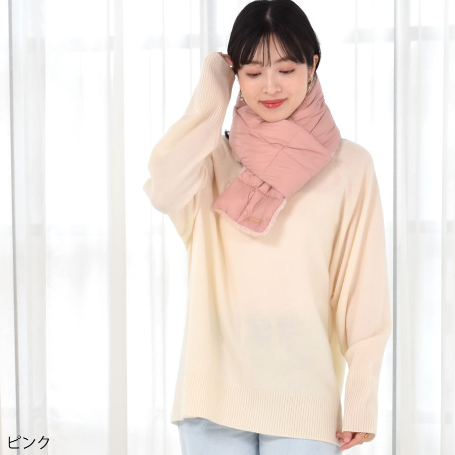 ダウンマフラー ダウン マフラー フェイクファー リバーシブル レディース 羽毛 マフラー ダウン90% 男女兼用 コンパクト かわいい 秋 冬 暖かい 冷え対策 冷えとり ユニセックス プレゼント(db1170)